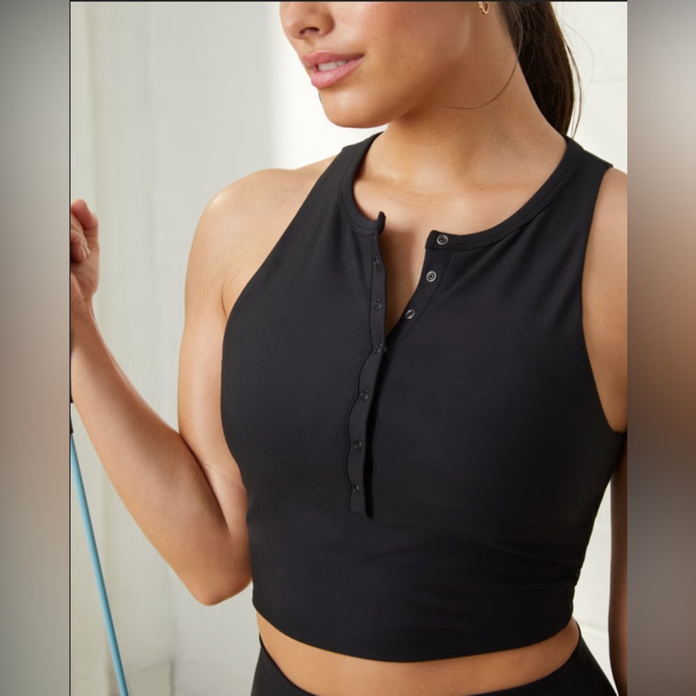 YPB sculptLUX Plunge Henley Slim Black Small